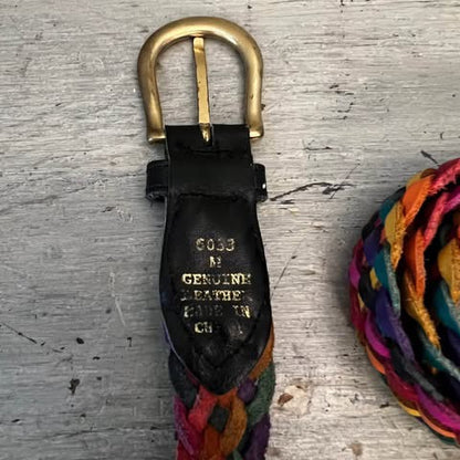 Multicolor Genuine Leather Braided Belt Good Condition