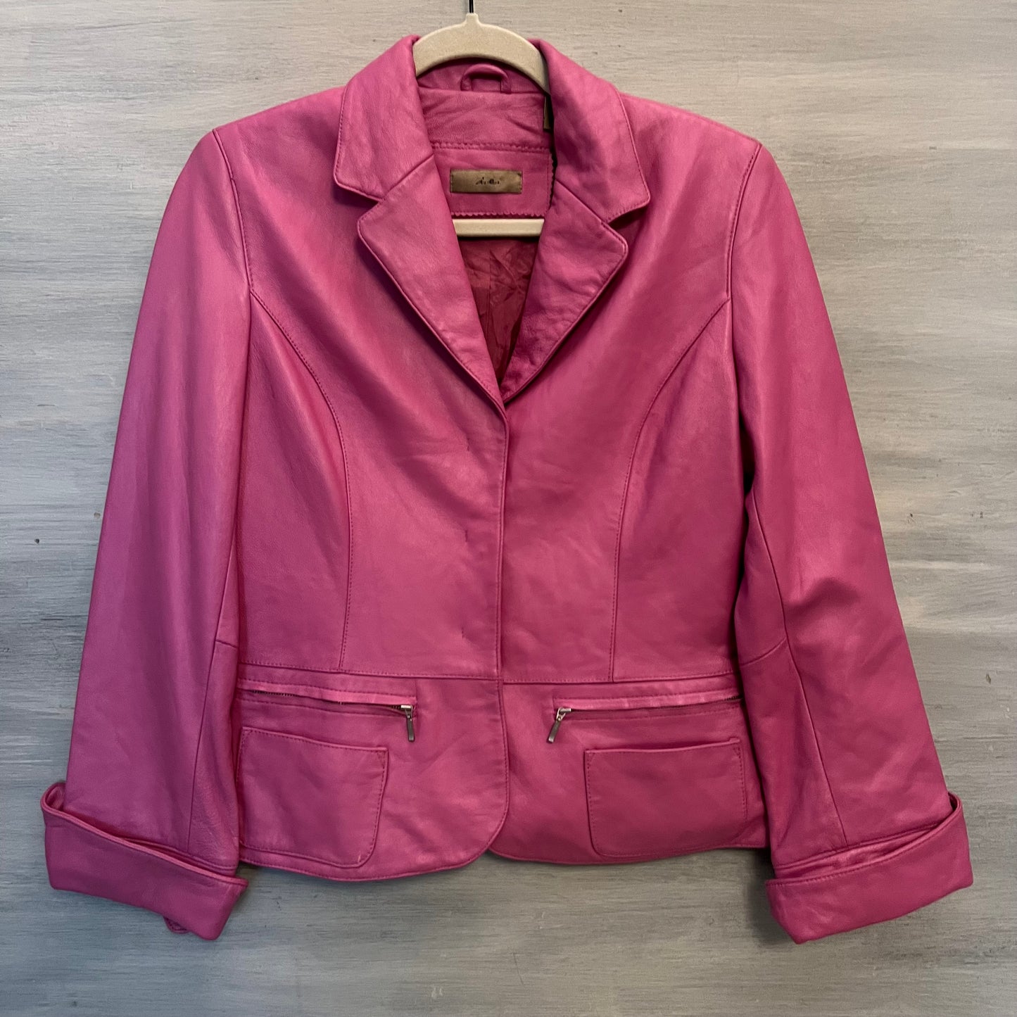 I.e. Pink Blazer Style Soft Leather Jacket Size Medium Good Condition