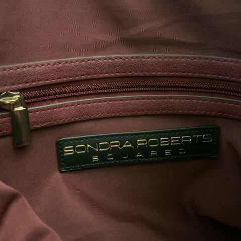 Sondra Roberts Squared Burgundy Faux Suede Leather Shoulder Bag Like New