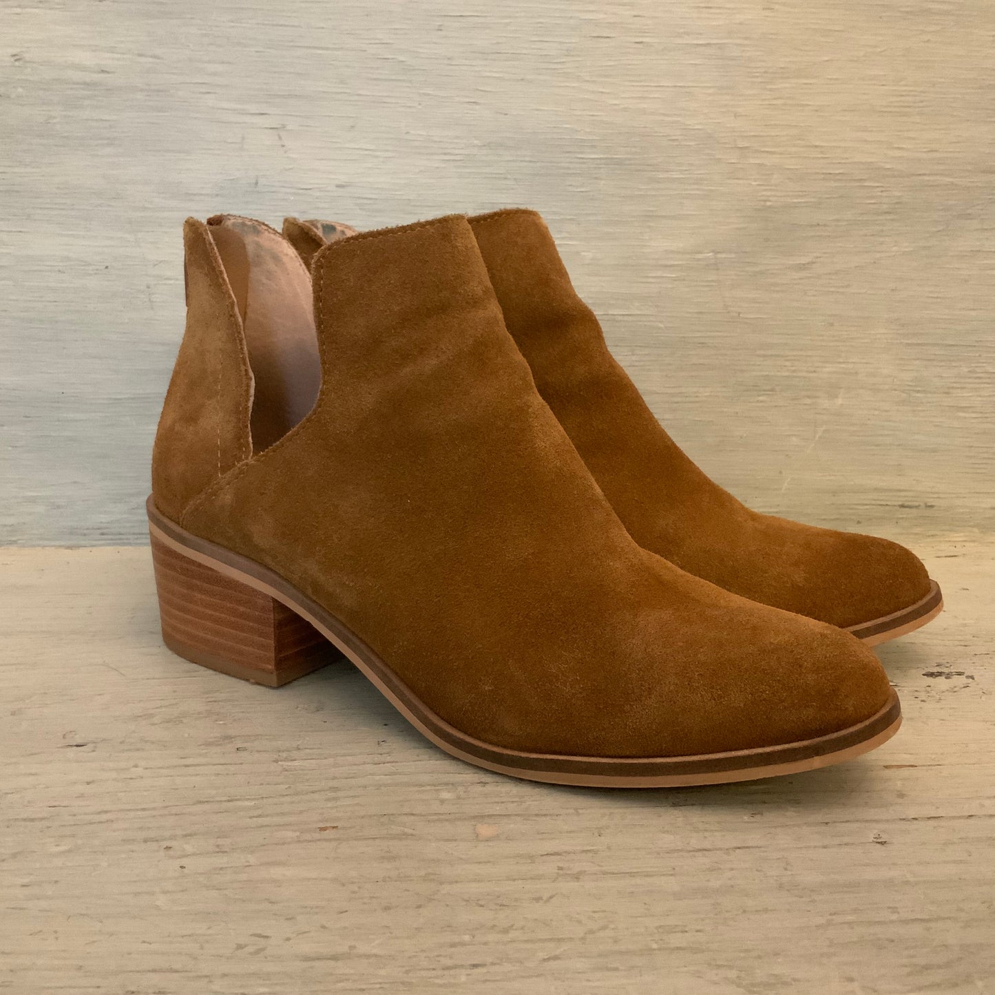 Steve Madden Lancaster Camel Brown Leather Ankle Bootie Boot Size 7.5 Good Condition