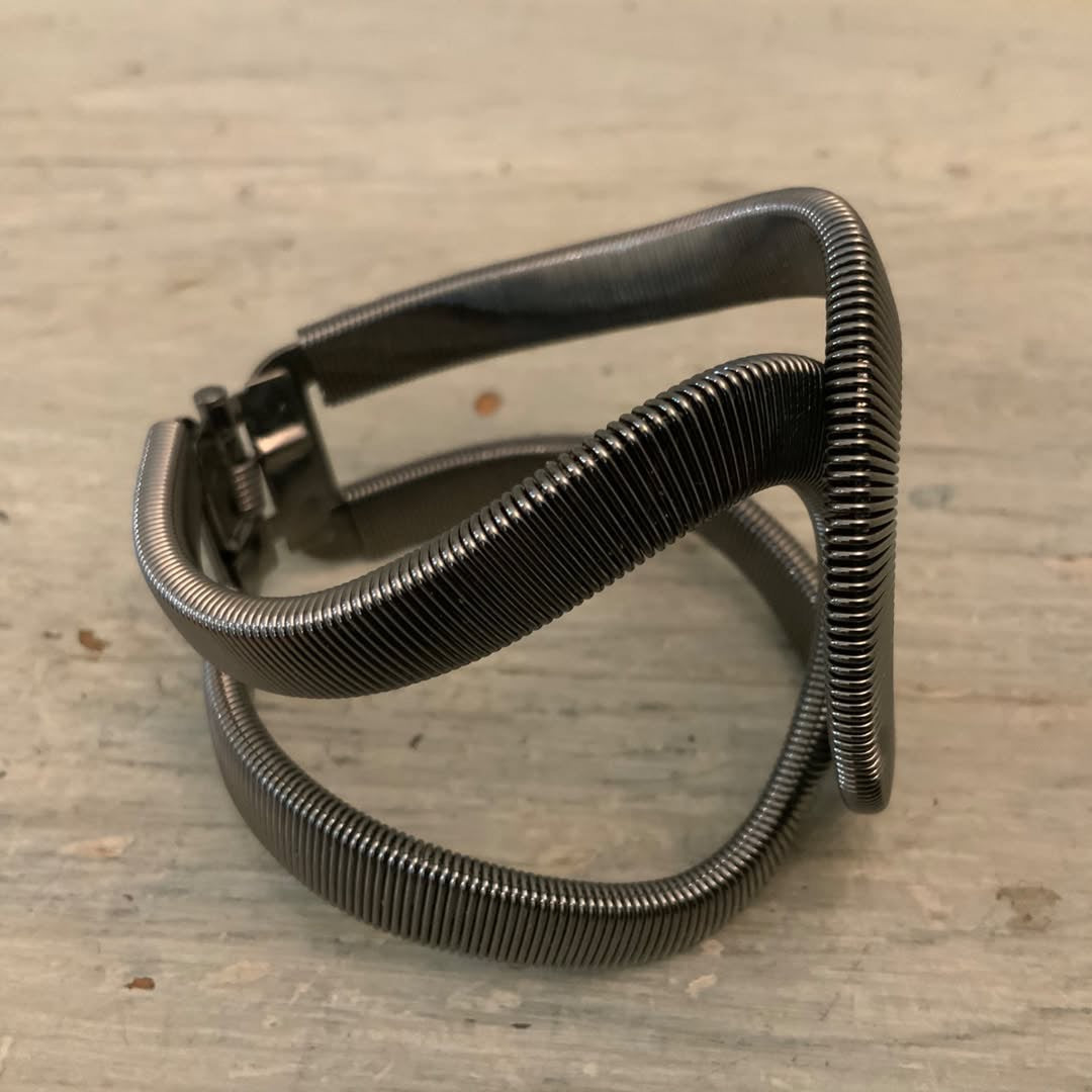 Gunmetal Black Textured Cuff Bracelet with Multifit Hinge Like New