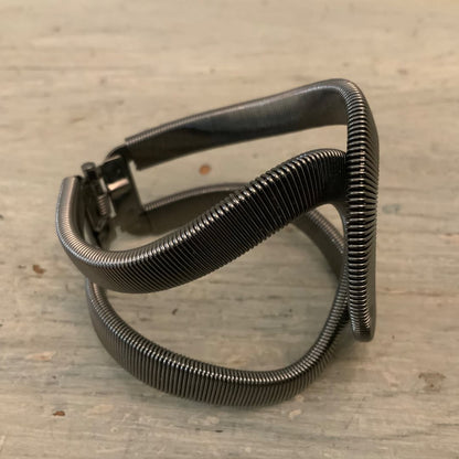 Gunmetal Black Textured Cuff Bracelet with Multifit Hinge Like New