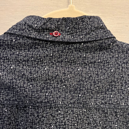 MBX Denim Wear Slim Fit Navy Blue Abstract Print Button Down Shirt XL Good Condition