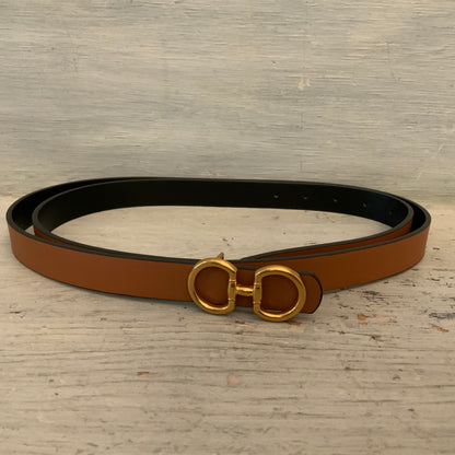 Faux Leather Reversible Slim Imitation Gancini by Ferragamo Belt Like New