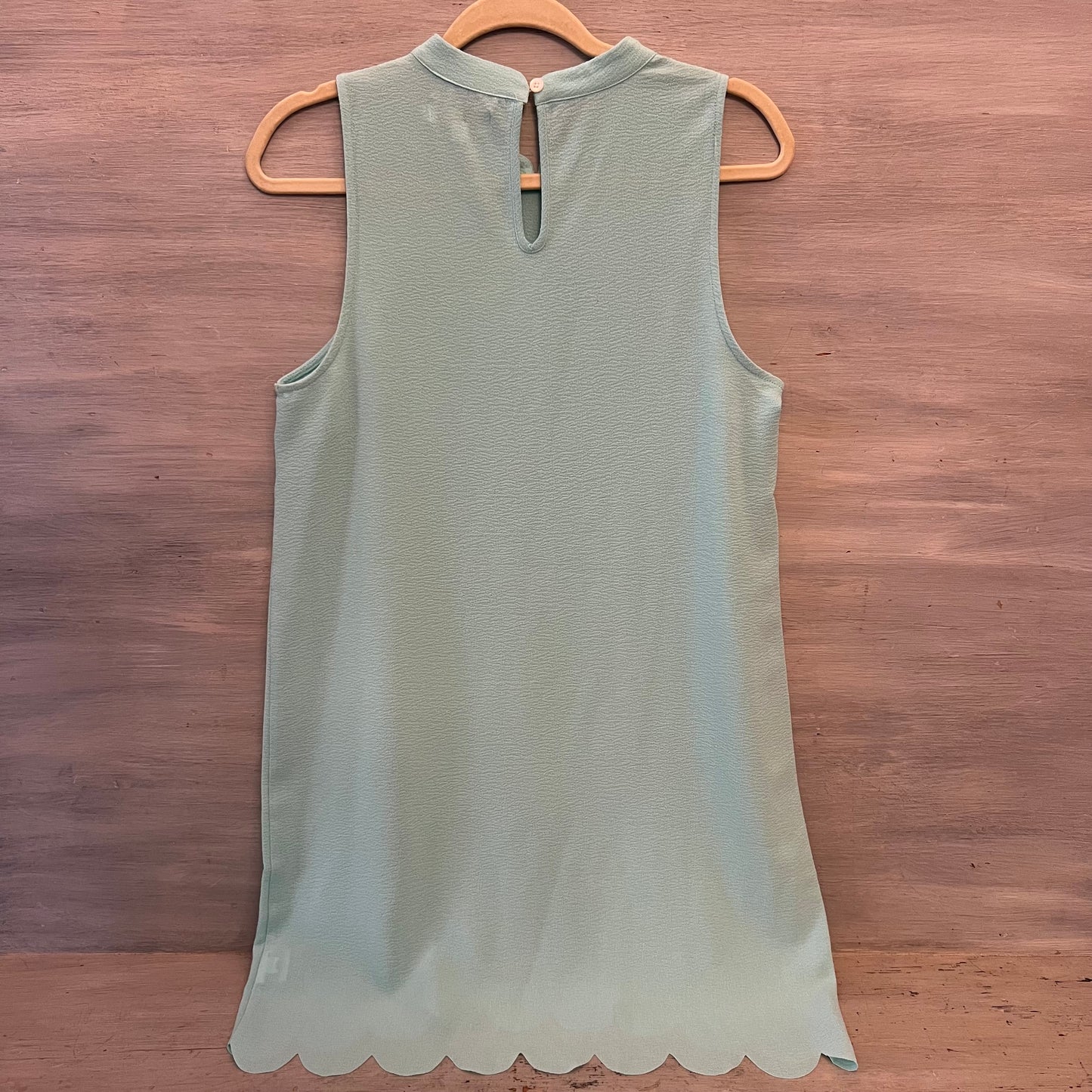 Mud Pie Mint Green Sleeveless High Collar Scallop Hem Mini Dress Size Medium GC