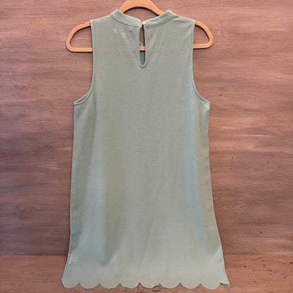 Mud Pie Mint Green Sleeveless High Collar Scallop Hem Mini Dress Size Medium GC