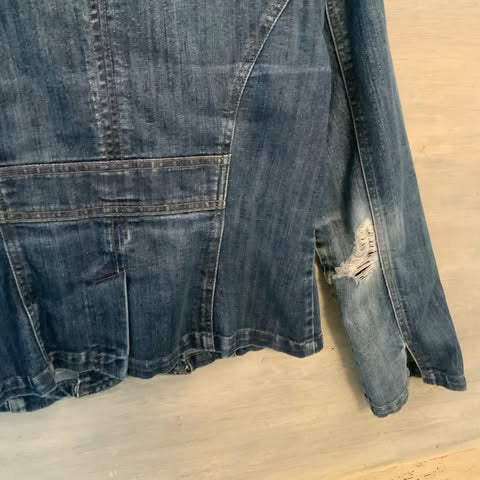 Highway Jeans Distressed Blue Jean Blazer Jacket Size Medium Good Condition