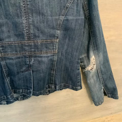 Highway Jeans Distressed Blue Jean Blazer Jacket Size Medium Good Condition