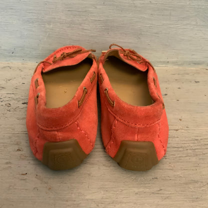 Talbots Suede Leather Coral Moccasin Style Flat Slip On Loafer Shoes Size 8 Good Condition