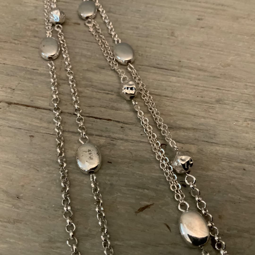 Chico’s Silver Chain with Pendant & Tassel Necklace Like New
