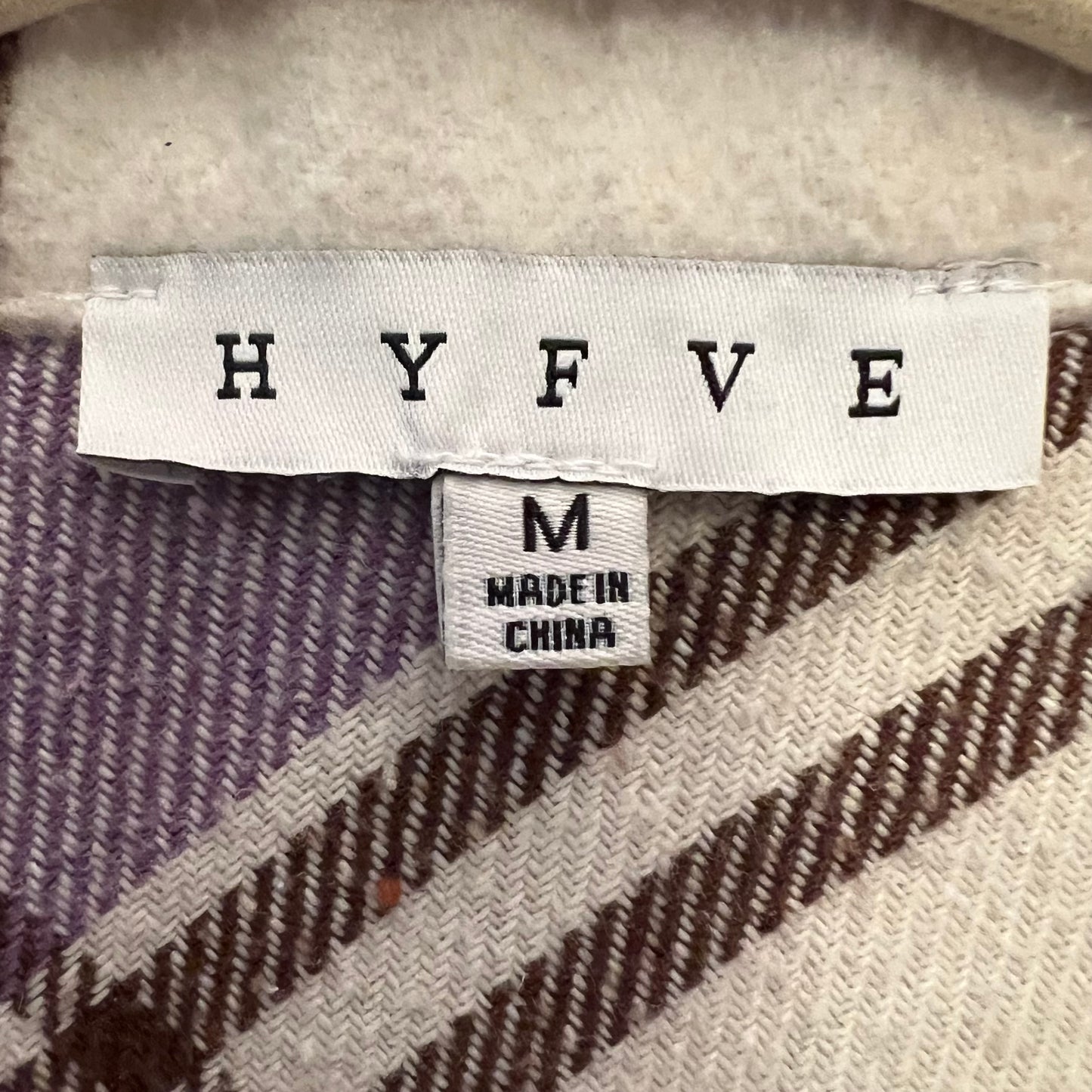 HYFVE Purple Cream Plaid Heavy Flannel Size Medium Good Condition