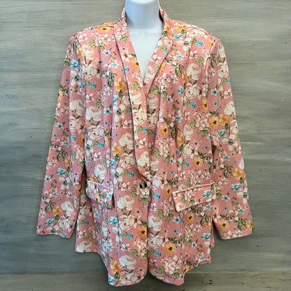 SHEIN Curve Pink Multi Color Floral Print One Button Blazer Size 3XL Good Condition