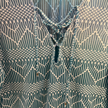 Porto Cruz Blue Ombré 3/4 Sleeve Lace Up Tunic Cover Up XL New with Tag