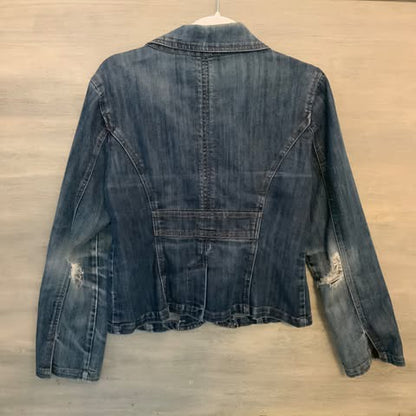 Highway Jeans Distressed Blue Jean Blazer Jacket Size Medium Good Condition