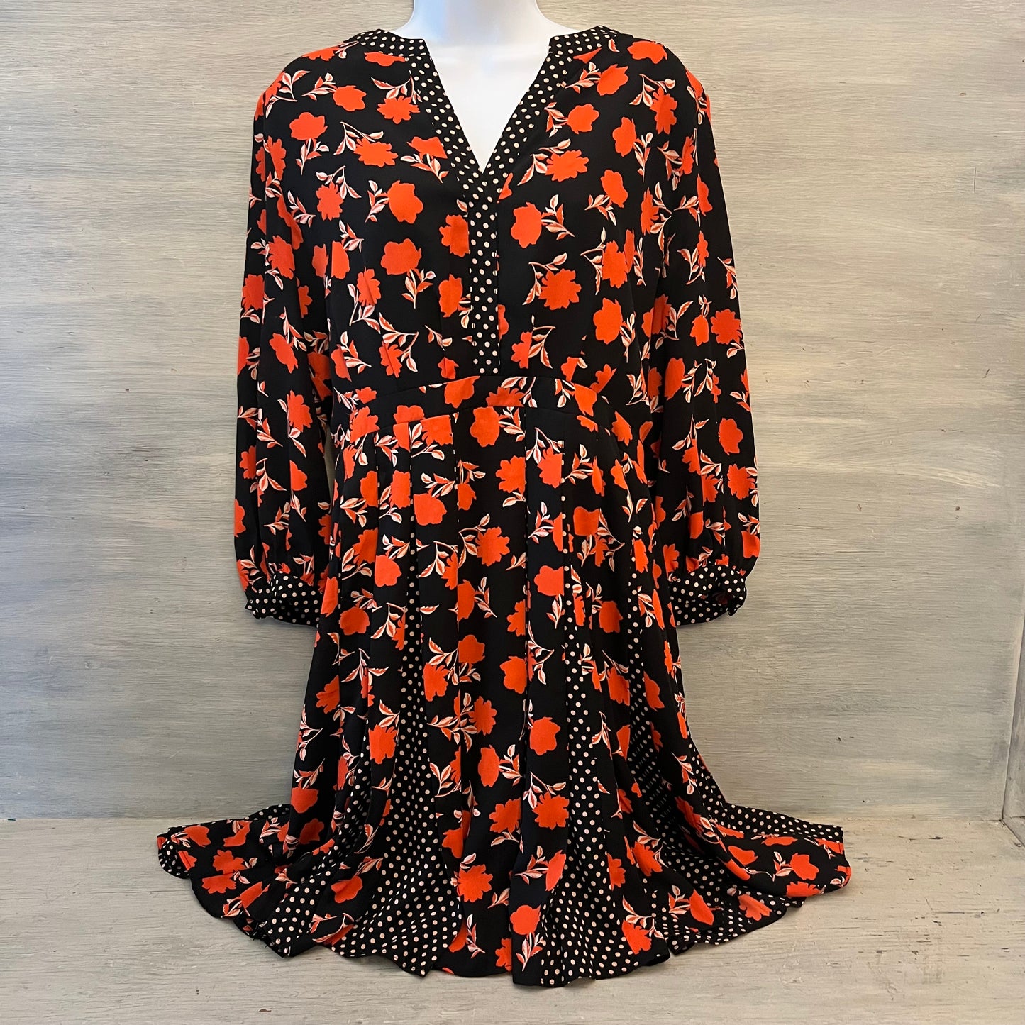 Ann Taylor Floral Polka Dot Print Pleated Flare Skirt Dress Size 8 Good Condition
