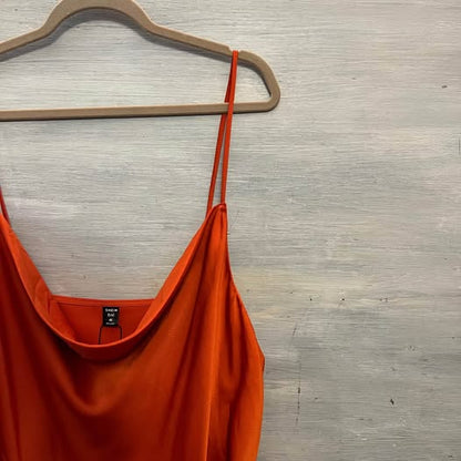 SHEIN Satiny Sleeveless Burnt Orange Ruched Side Maxi Dress 4XL Like New