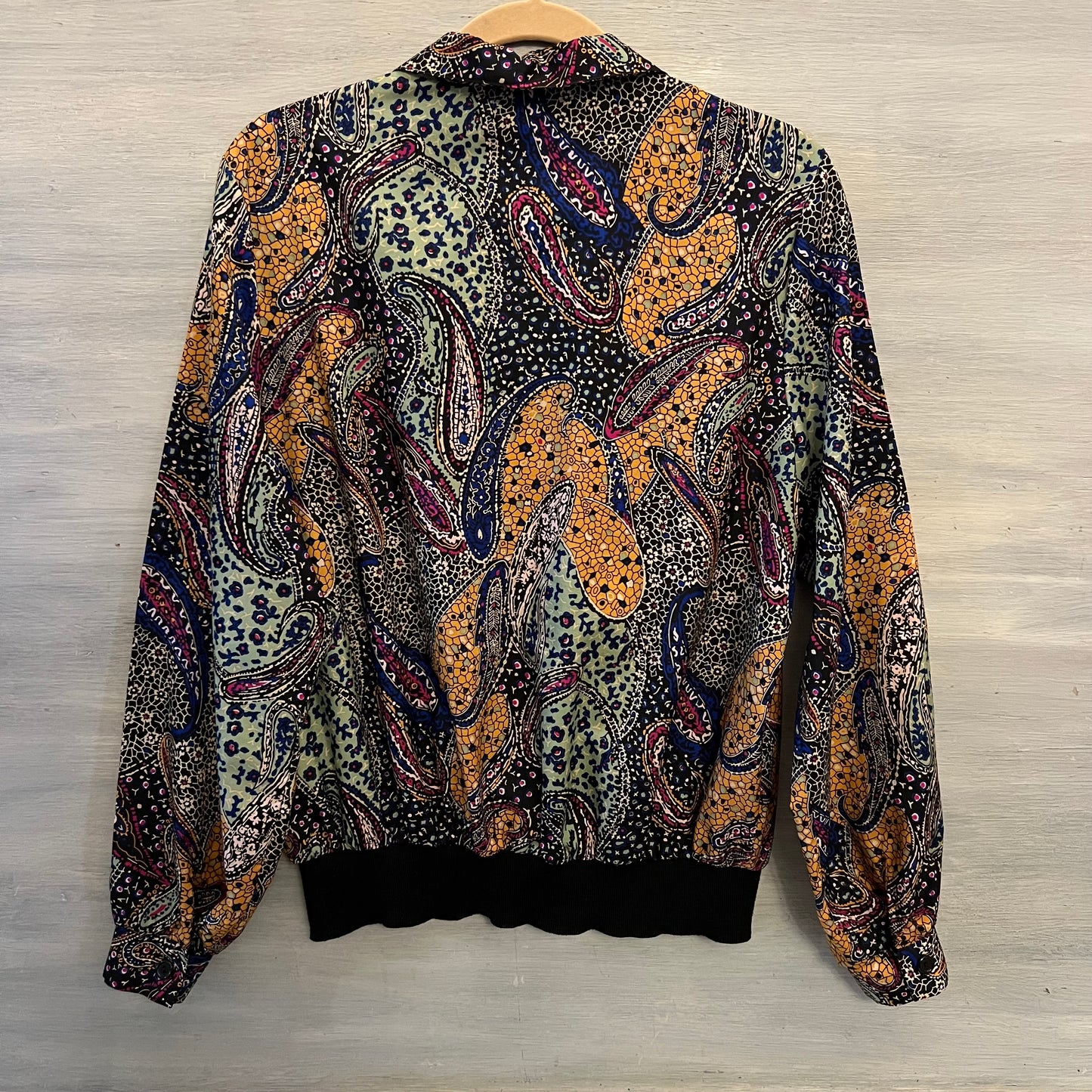 Vintage 80's Judy Bond Paisley Print Collared Button Down Blouse Size 16 Good Condition