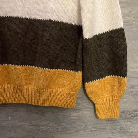 Scoop Neck Balloon Sleeve Striped Sweater Size Medium Good Condition