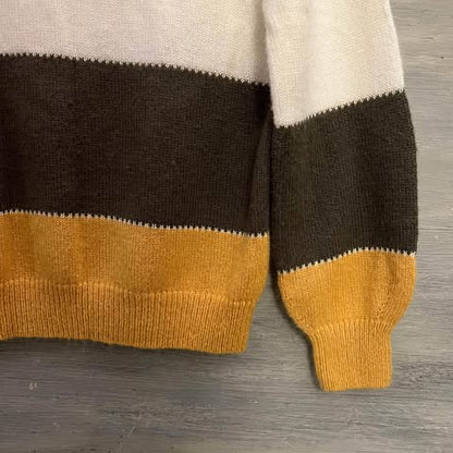 Scoop Neck Balloon Sleeve Striped Sweater Size Medium Good Condition