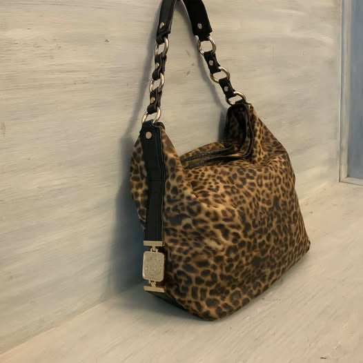 Vintage Dana Buchman Faux Alligator Leather Leopard Print Shoulder Bag Purse Like New