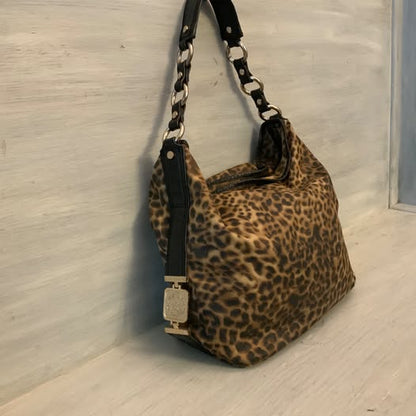 Vintage Dana Buchman Faux Alligator Leather Leopard Print Shoulder Bag Purse Like New
