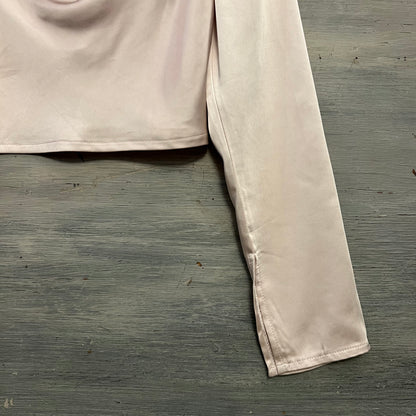 Princess Polly Satiny Champagne Cropped Top Blouse Size 6 Like New