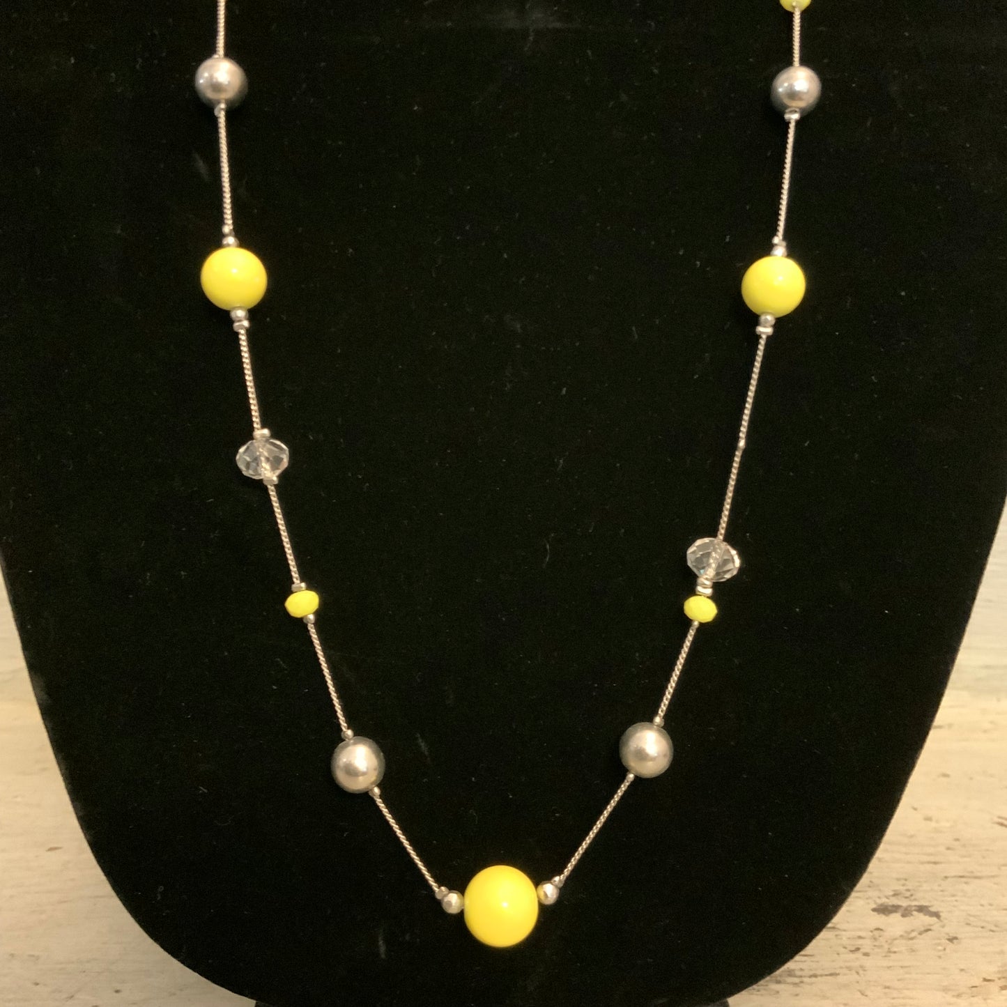Vibrant Yellow Long Multi Beaded Station Statement Necklace 36.5" Good Condition
