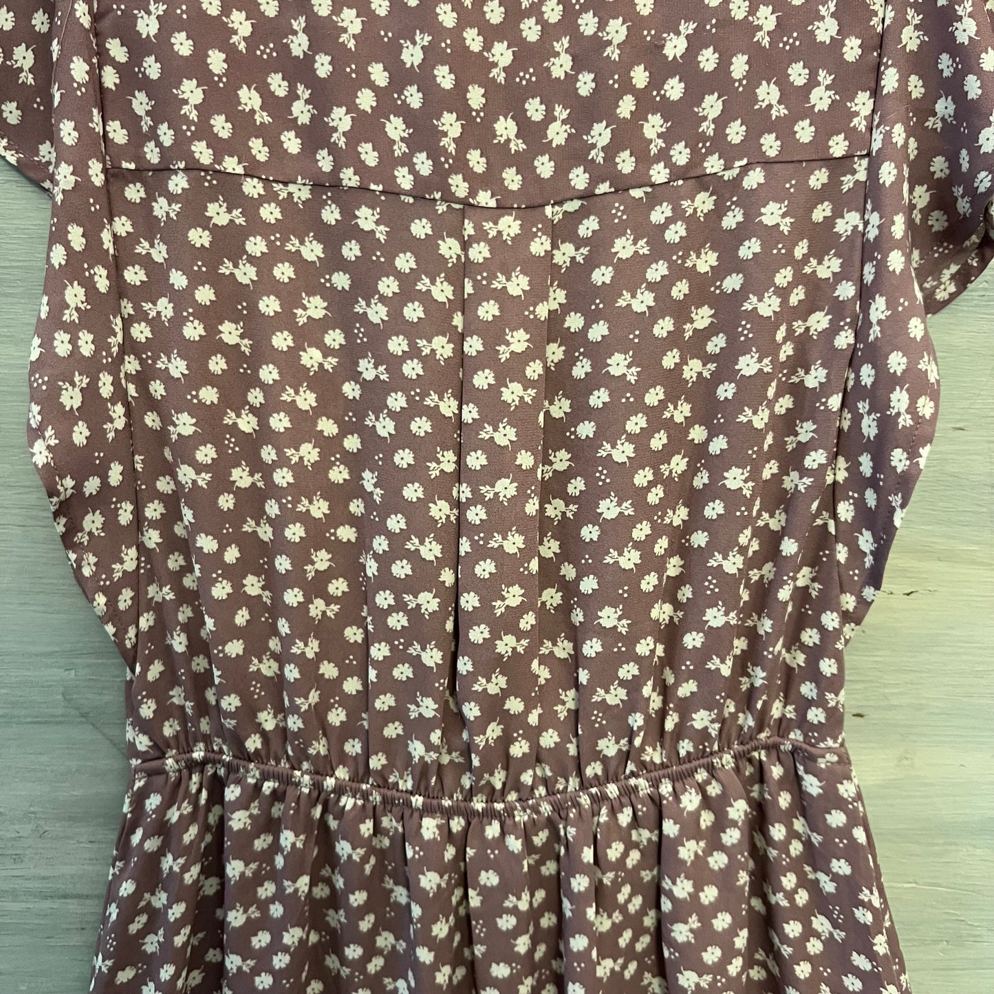 Monteau Mauve White Floral Print Above Knee Mini Dress Size Small Good Condition