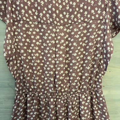 Monteau Mauve White Floral Print Above Knee Mini Dress Size Small Good Condition