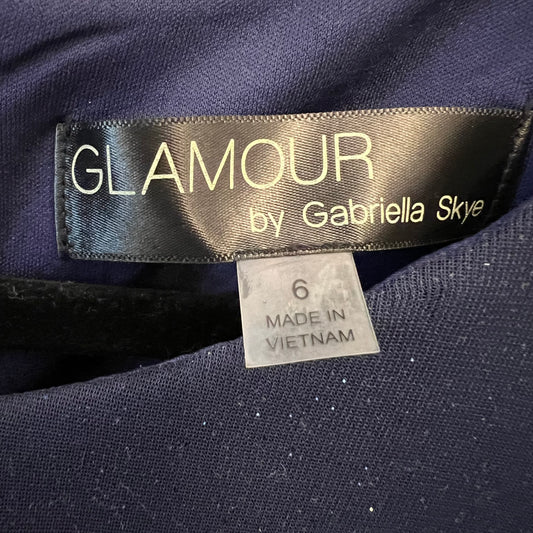 Glamour by Gabriella Skye Sparkly Navy Blue Fit and Flare Dress Size 6 Like New