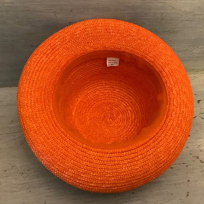 Women’s Orange 100% Straw Bowler Hat One Size Good Condition