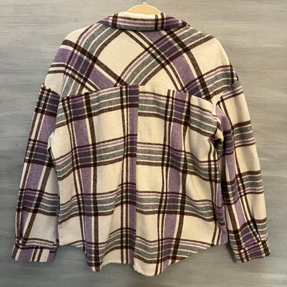 HYFVE Purple Cream Plaid Heavy Flannel Size Medium Good Condition