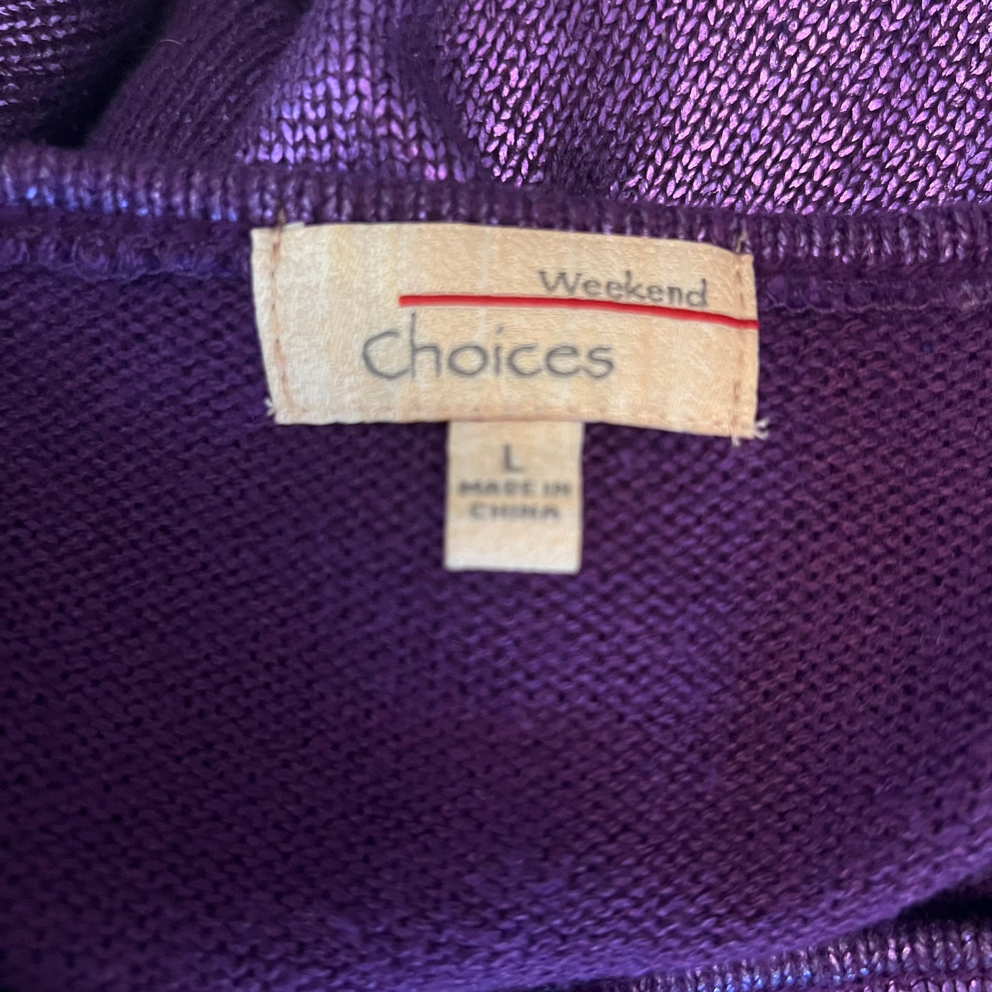 Vintage Purple Shimmer 3/4 Sleeve Light Knit Sweater Size Large Good Condition