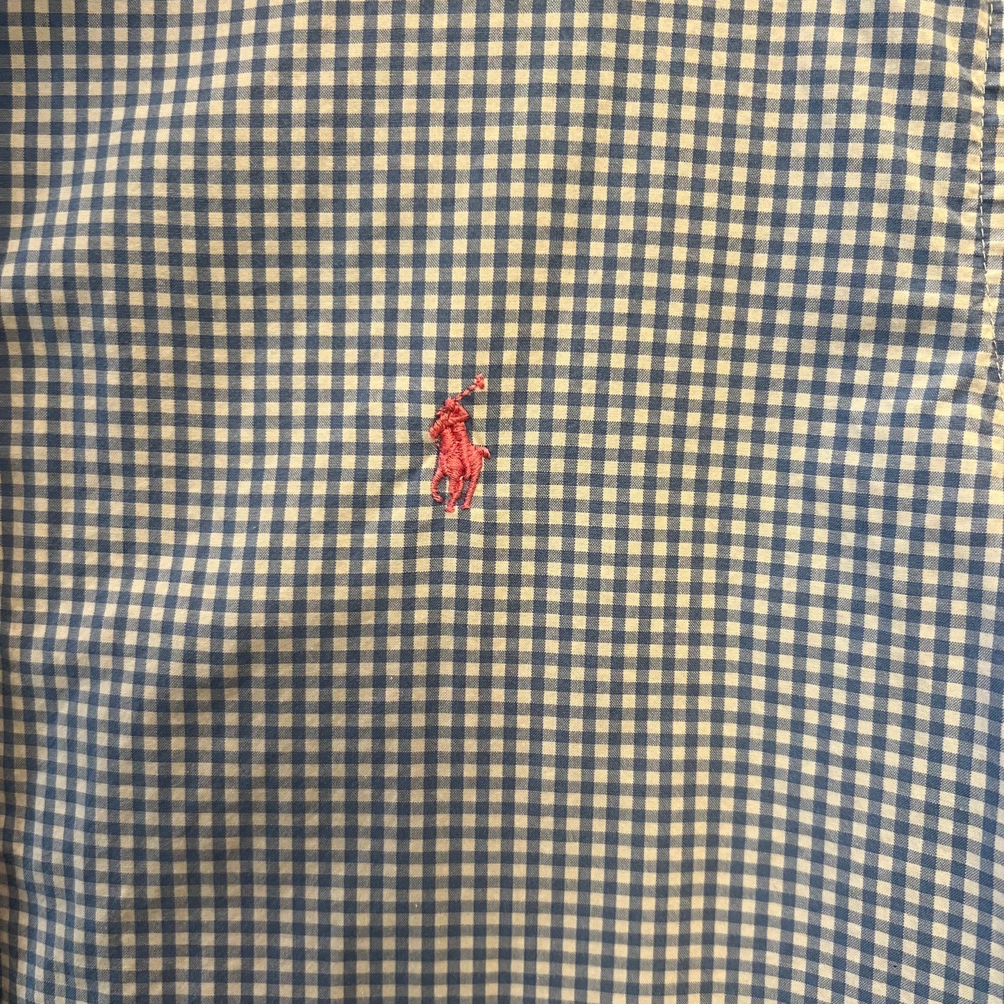 Ralph Lauren 100% Cotton Blue White Buffalo Checked Button Down Shirt Size XL Good Condition