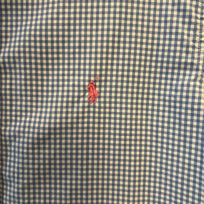 Ralph Lauren 100% Cotton Blue White Buffalo Checked Button Down Shirt Size XL Good Condition