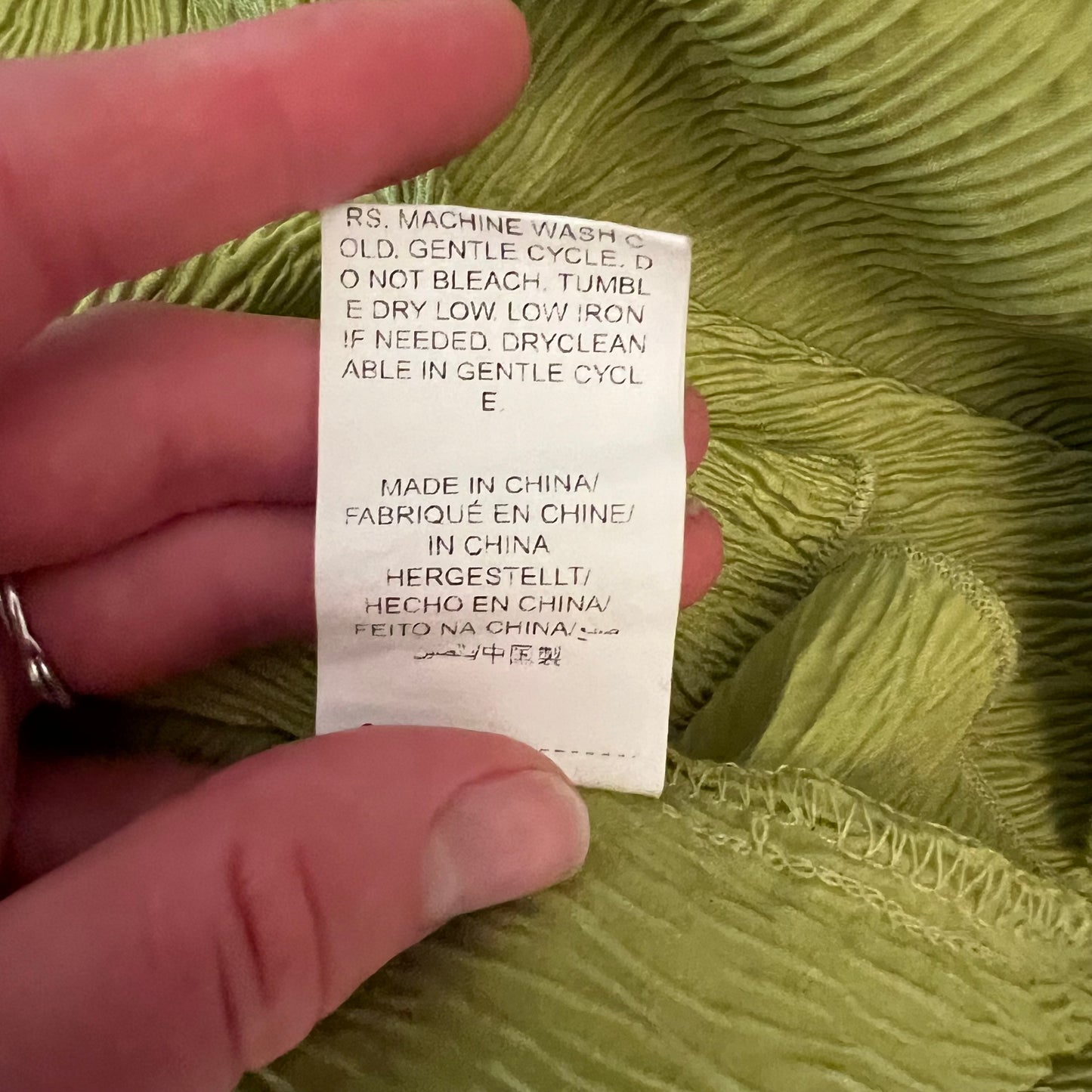 SHEIN Lime Green Crepe Flare Sleeve Two Button Front Blouse Small Like New