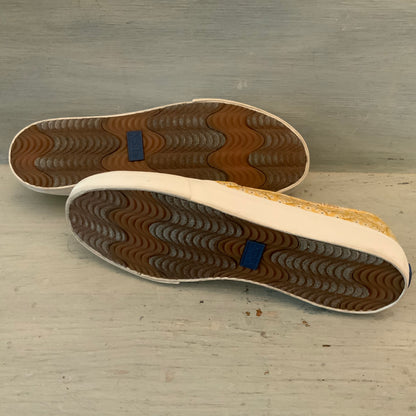 Keds Yellow Floral Print Canvas Slip On Fashion Sneakers Size 10 Good Condition