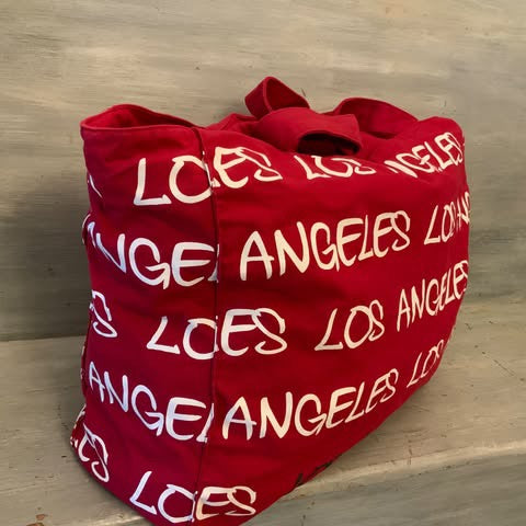 Robin Ruth XLarge Canvas Tote Bag Red Travel Overnight Gym Like New