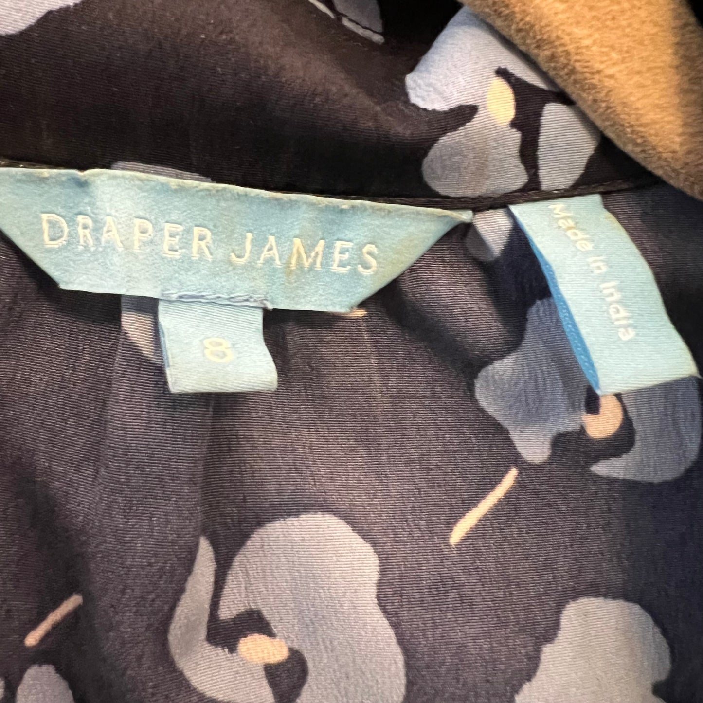 Draper James Blue Floral Print Tie Waist Button Down Knee Length Shirt Dress Size 8 Good Condition