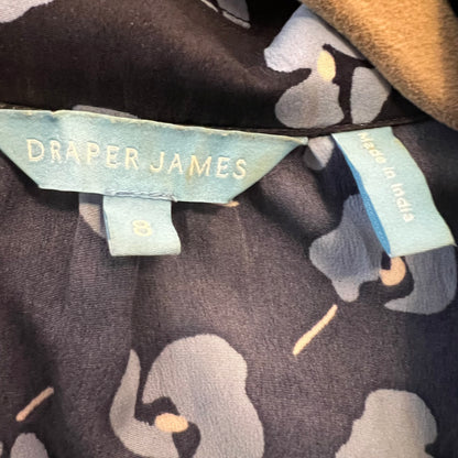 Draper James Blue Floral Print Tie Waist Button Down Knee Length Shirt Dress Size 8 Good Condition