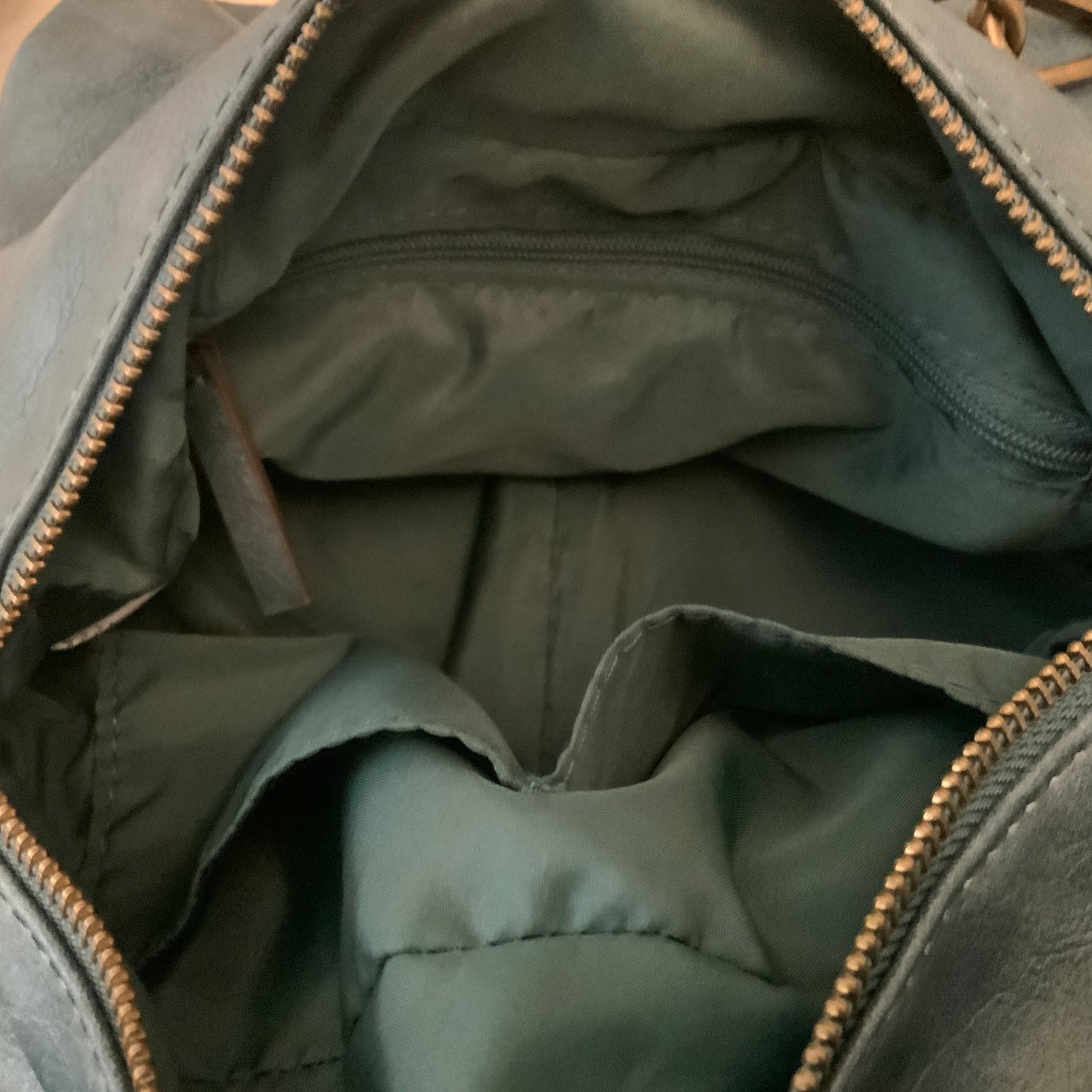 Dusty Blue Gray Faux Leather Slouchy Satchel Crossbody Bag Purse Good Condition