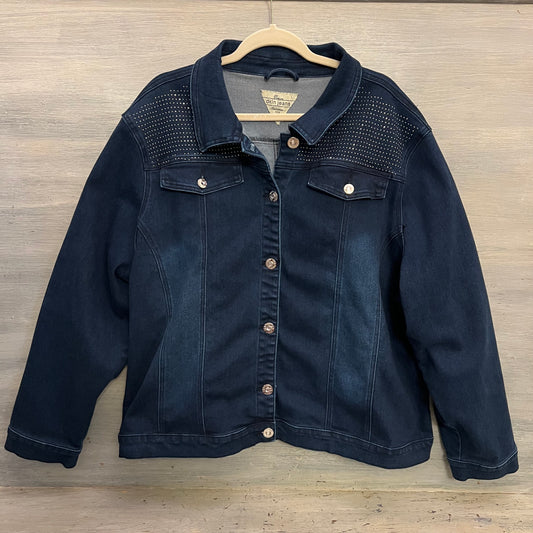 dkin Jeans Dark Wash Studded Denim Jean Jacket 3X Good Condition