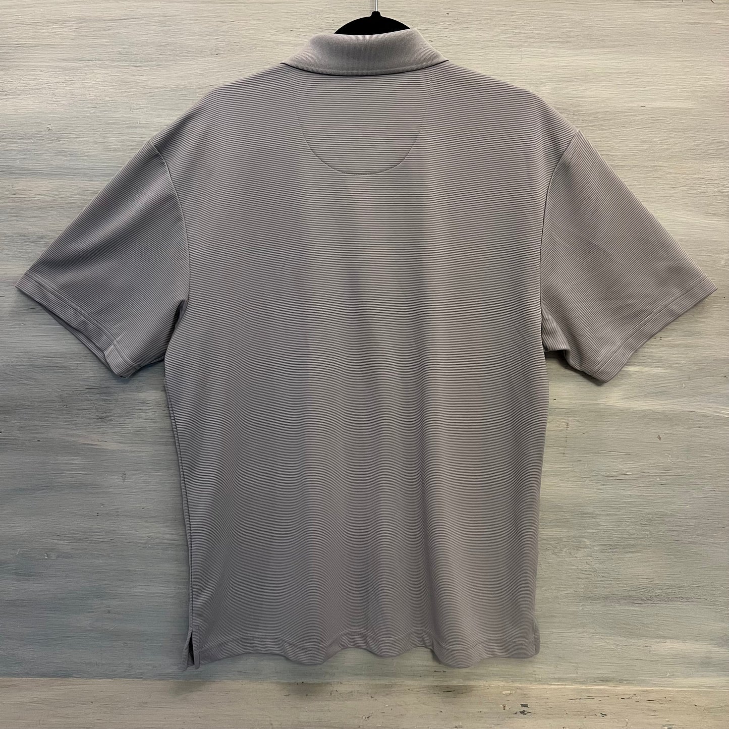 Cubavera Gray Ribbed Knit Short Sleeve Polo Shirt Size Large Good Condition