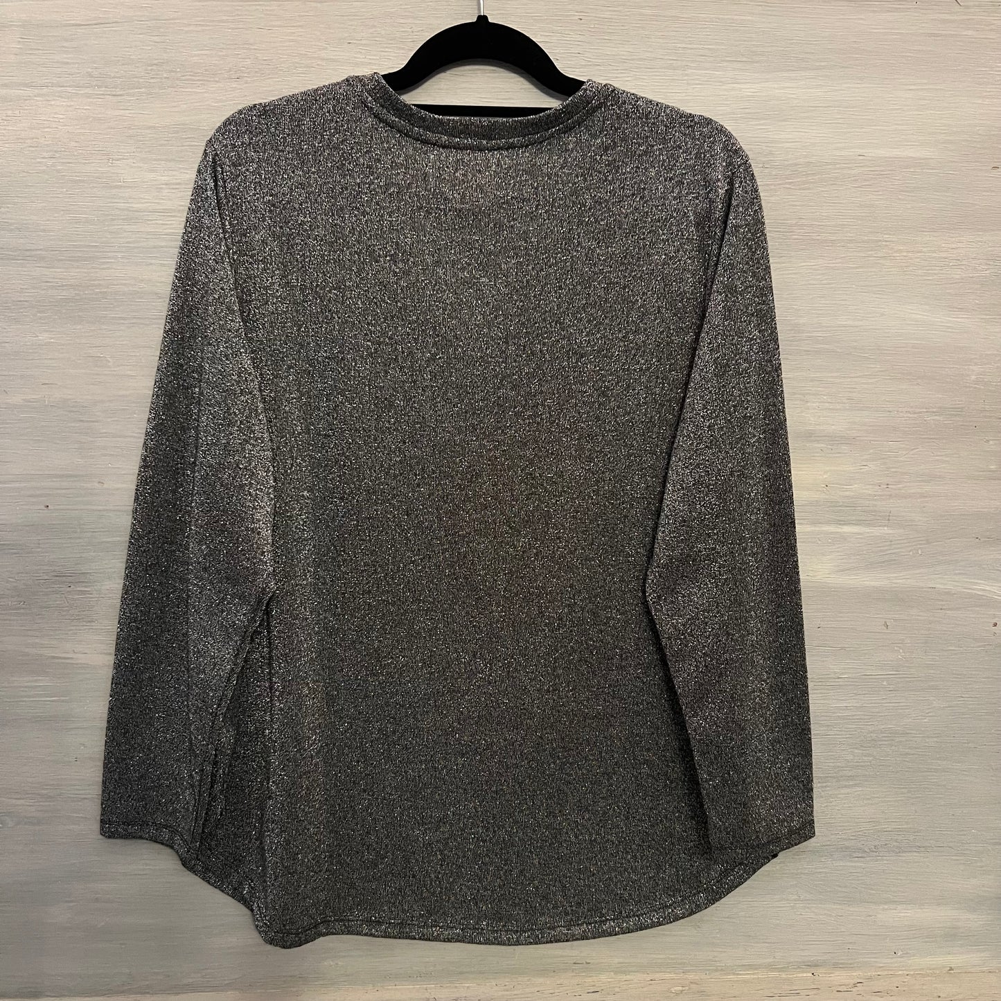 Faded Glory Metallic Silver Black Vneck Hi/Lo Knit Top Size 2XL Good Condition