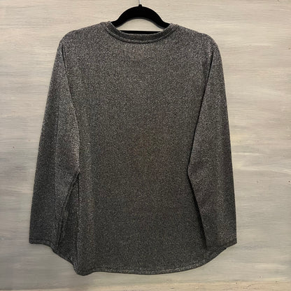 Faded Glory Metallic Silver Black Vneck Hi/Lo Knit Top Size 2XL Good Condition