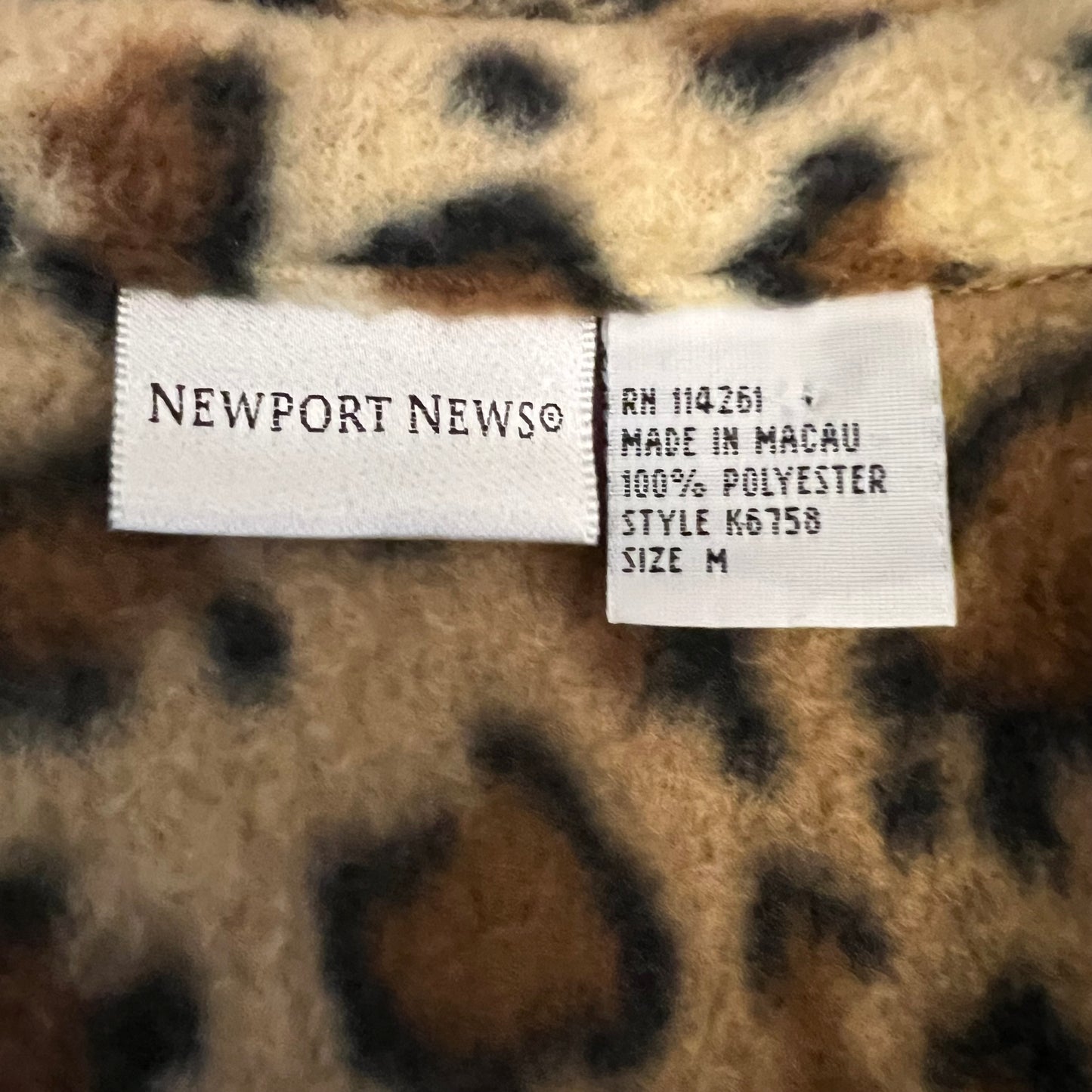 Vintage Newport News Soft Leopard Print Button Down Shirt Jacket Size Medium Good Condition