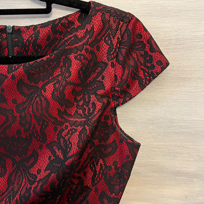 ALYX dress Red Black Lace Cap Sleeve Formal Tailored Dress Size 8 Good Condition