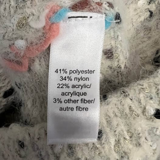 Maurices White Eyelash Cross Stitch Stripe Crew Neck Sweater Small Like New