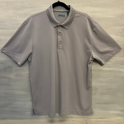 Cubavera Gray Ribbed Knit Short Sleeve Polo Shirt Size Large Good Condition