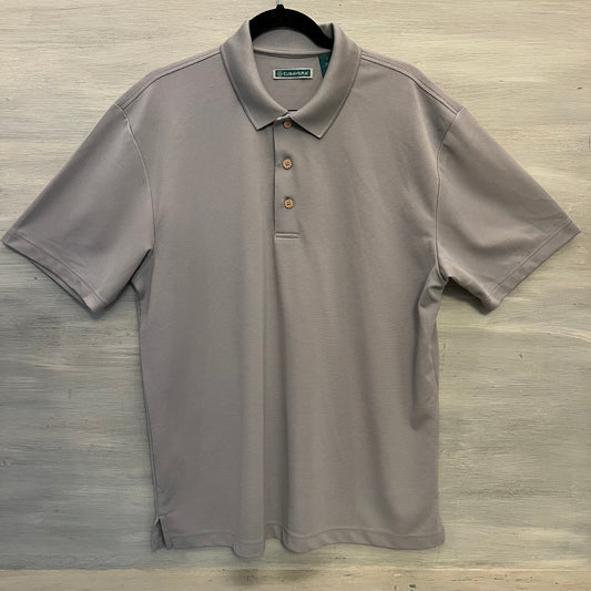 Cubavera Gray Ribbed Knit Short Sleeve Polo Shirt Size Large Good Condition